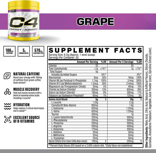 Cellucor C4 Energy Aminos 30 Porciones Grape