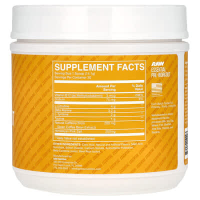 Raw Cbum Essential Pre-Entreno 30 Porciones Chamoy Mango