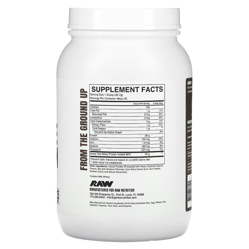 Raw Iso Protein 1 97 lb 25 Porciones Dark Chocolate 20