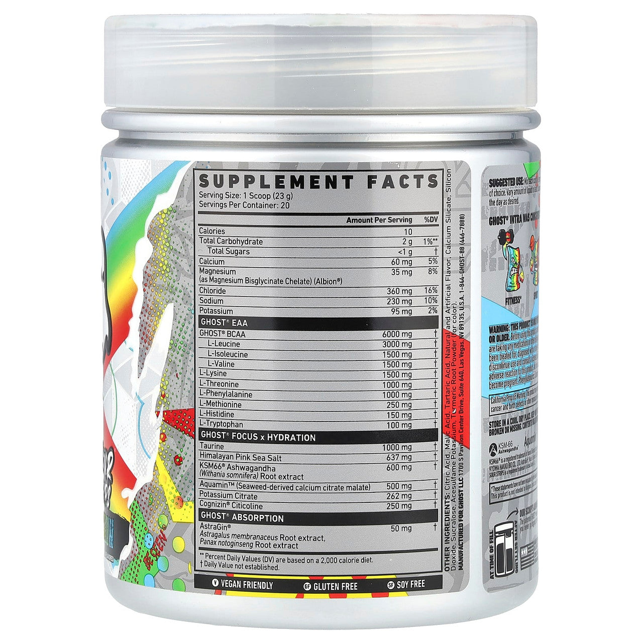 Ghost Intra 20 Porciones Sour Strips Rainbow Candy