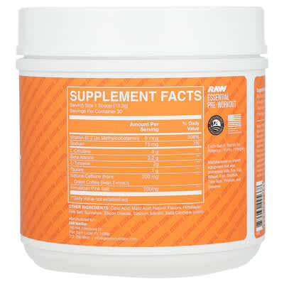 Raw Cbum Essential Pre-Entreno 30 Porciones Cafe Mocha