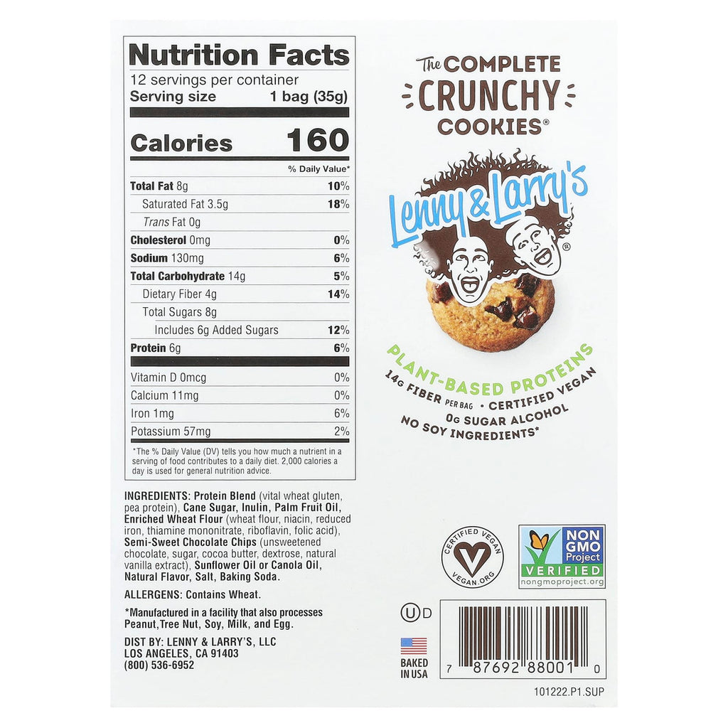 Lenny y Larry´S Complete Crounchy 12 Bag X 35G Chocolate Chip