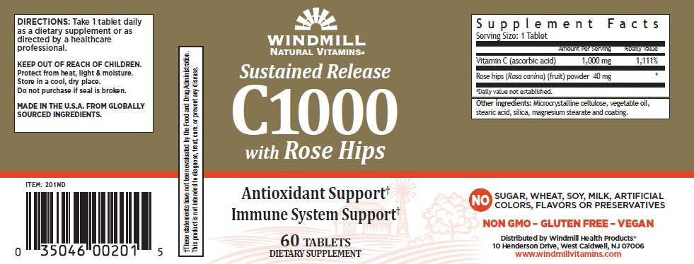 Whp C 1000 mg With Rose Hips Liberación Sostenida 60 Tabletas