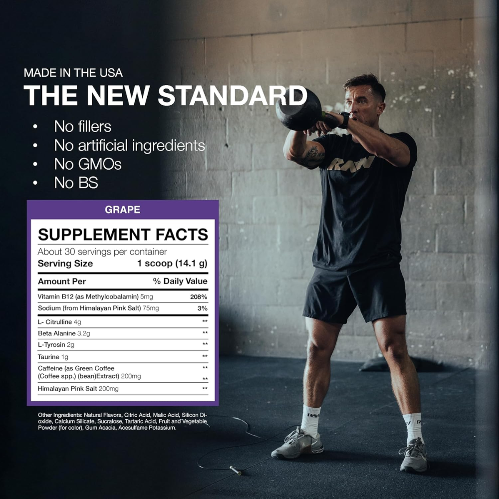 Raw Cbum Essential Pre - Entreno 30 Porciones Grape