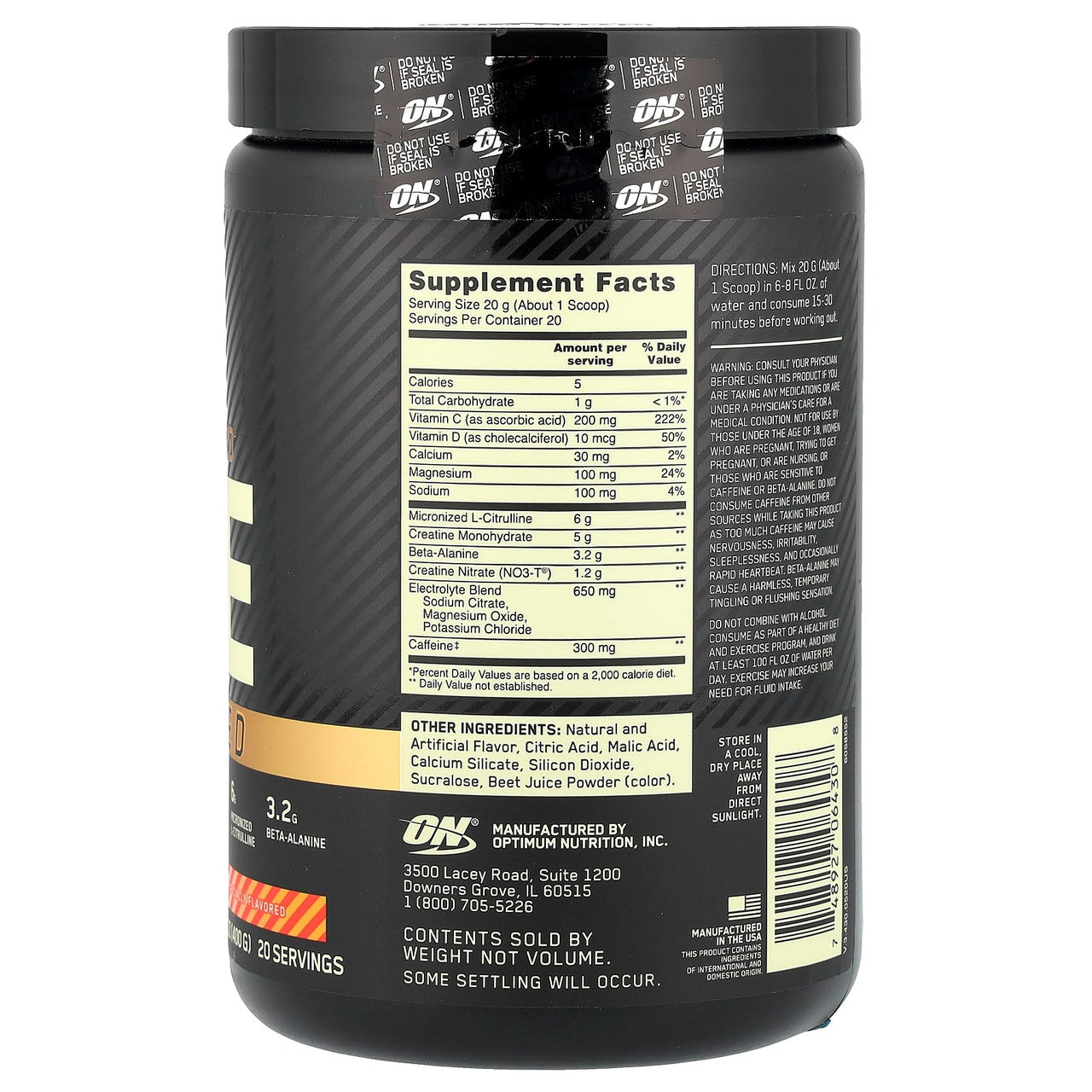 Optimum Nutrition Gold Std Pre Advanced 20 Porciones Strawberry Mango Daiquiri