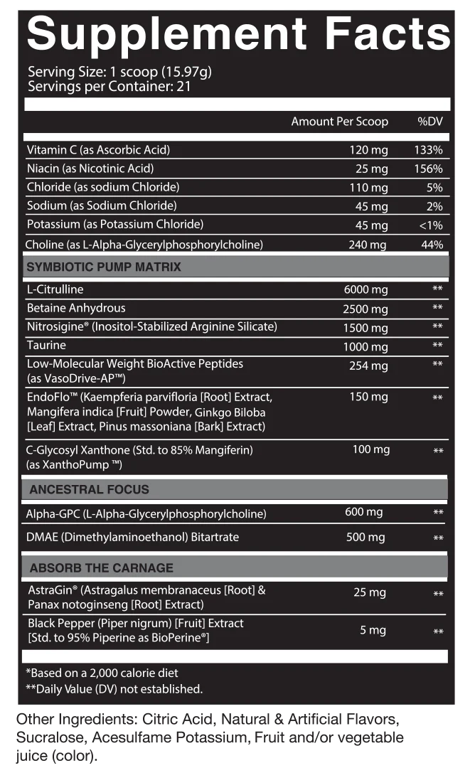 Nutrifitt Carnage Pump Non Estimulante 21 Porciones Ragesicle