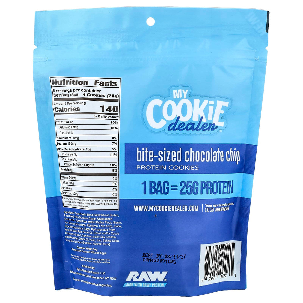 Raw My Cookie Dealer Bite Sized 6 Bag 142 Grs Chocolate Chip