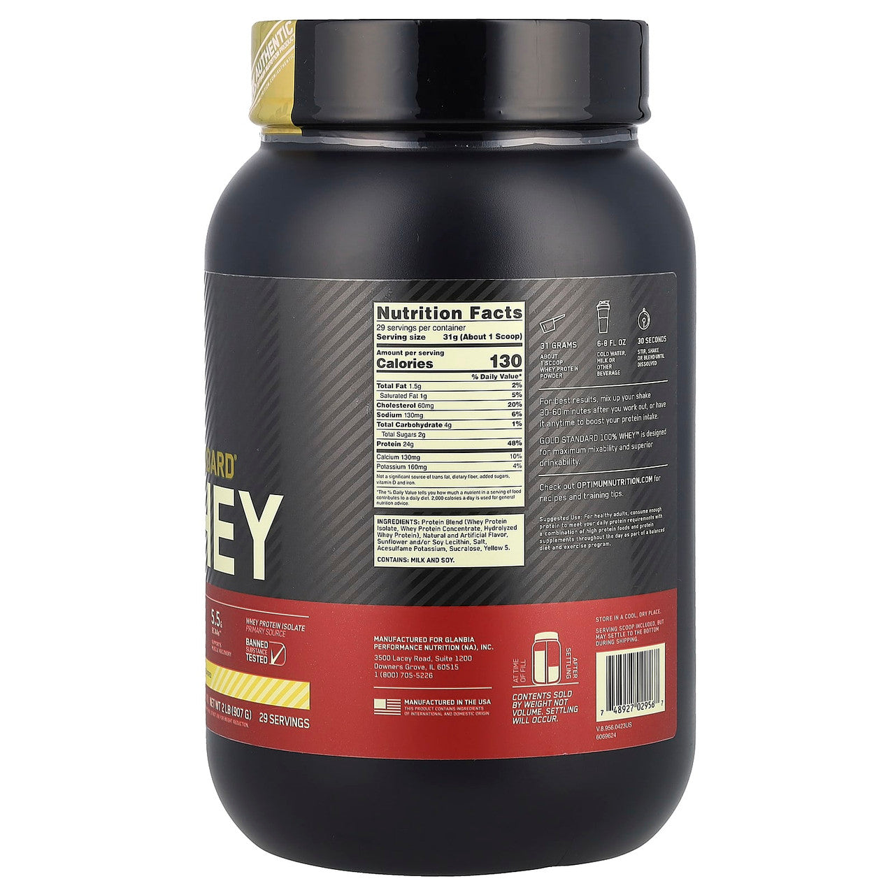 Optimum Nutrition 100 Whey Gold Std 2 Libras Banana Cream