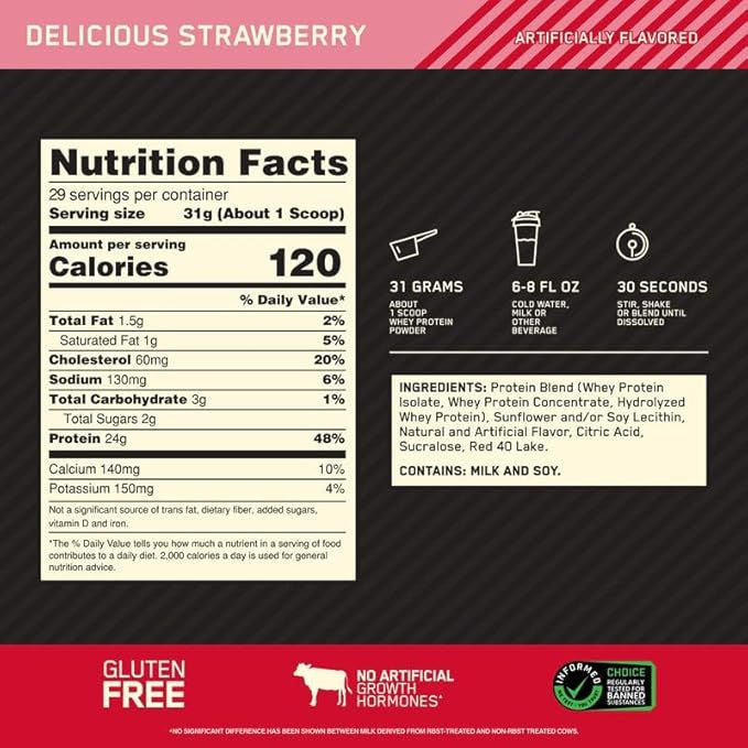 Optimum Nutrition 100 Whey Gold Std 2 Libras Strawberry