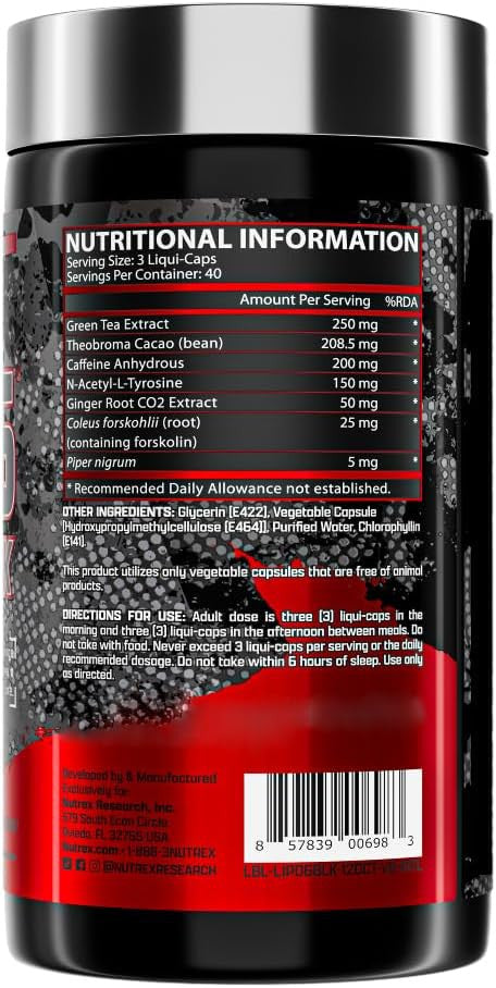 Nutrex Research Research Lipo 6 Black Uc 60 Cápsulas Rojo de 12 Pzas