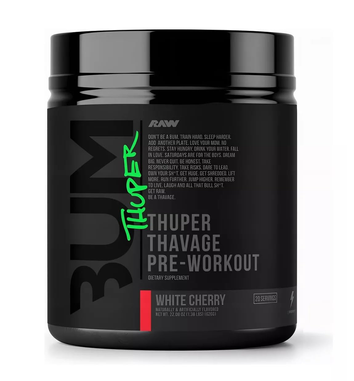 Raw Thuper Thavage Pre - Entreno 20 Porciones White Cherry