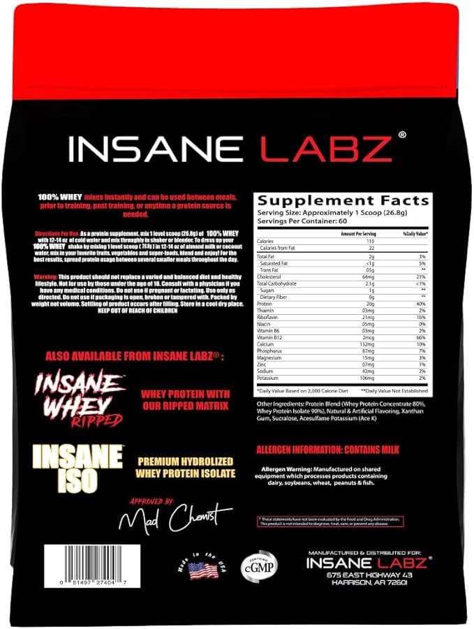 Insane Labz 100 Whey 3 5 Libras Vainilla