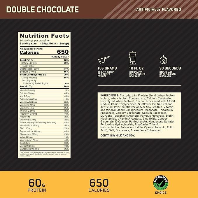 Optimum Nutrition Gold Std Pro Gainer 5 Libras Chocolate