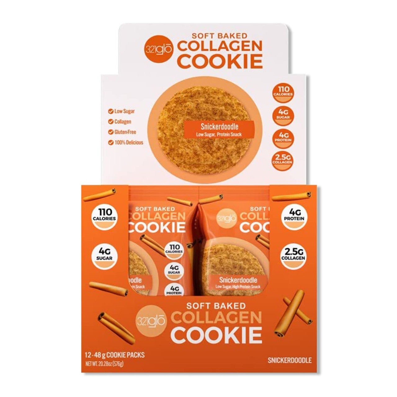 321Glo Collagen Cookie 12 Paquete Snickerdoodle