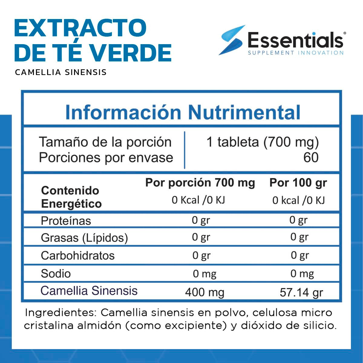 Ess Extracto de Te Verde 60 Tabletas
