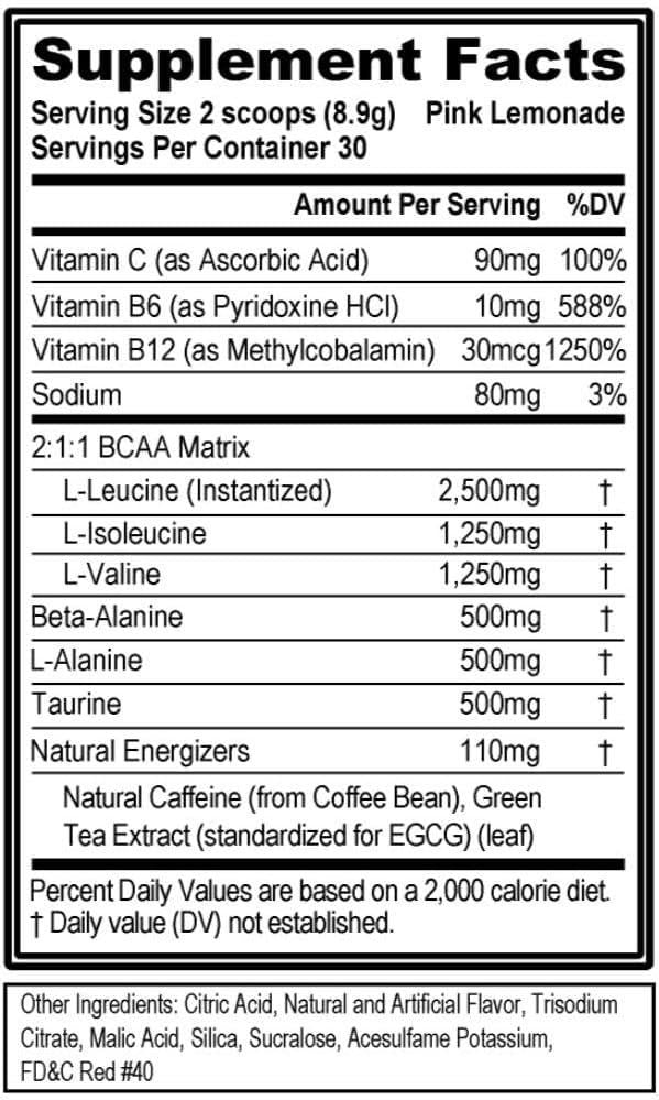 Evlution Nutrition BCAA Energy 30 Porciones Pink Lemonade