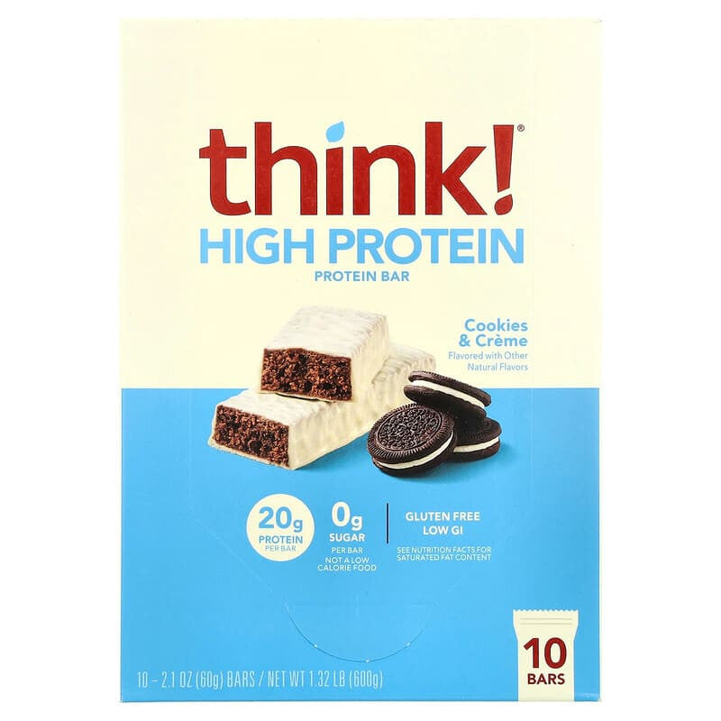 Think High Protein 10 Bars Cookies Cream