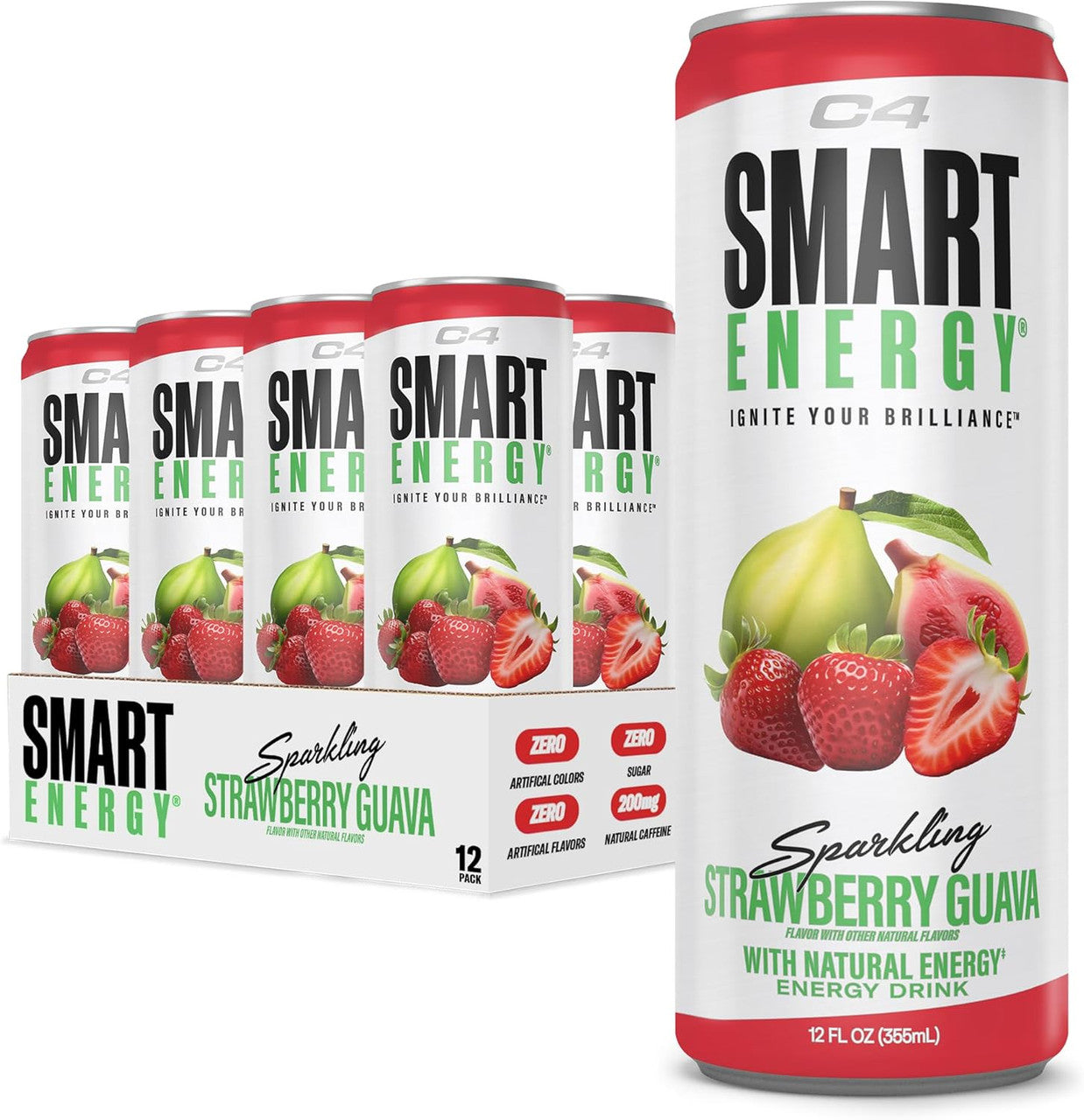 Cellucor C4 Smart Energy Carbonatada 12Oz 12Pk Strawberry Guava