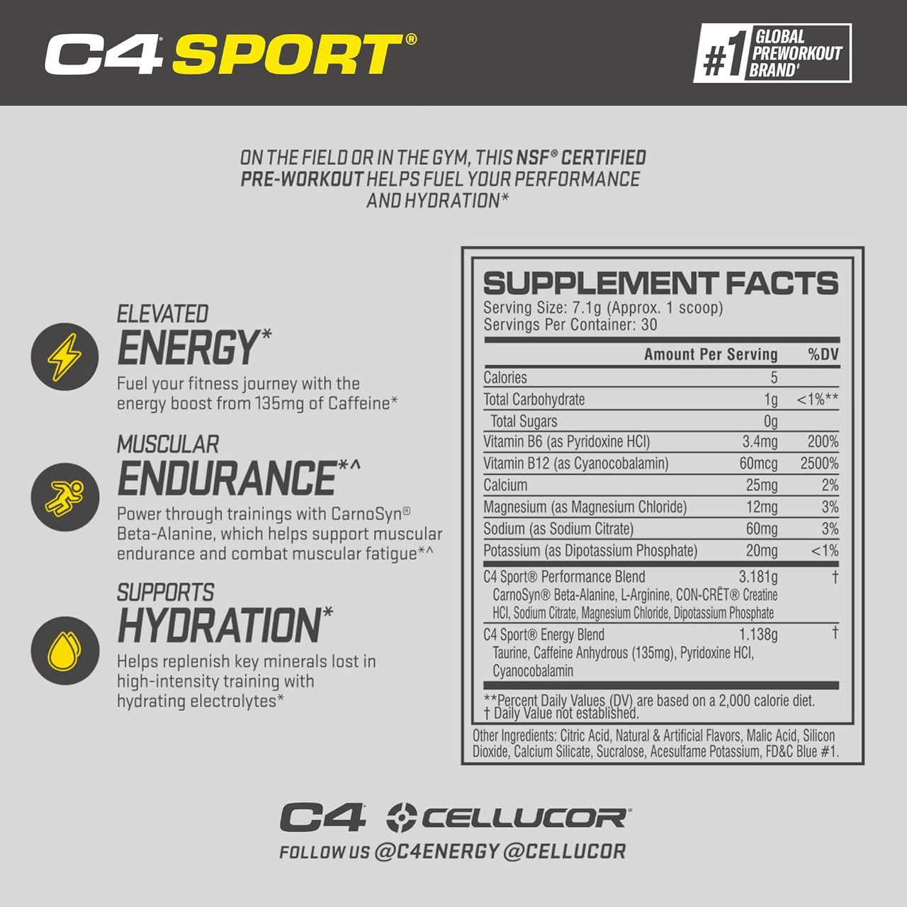 Cellucor C4 Sport 30 Porciones Blue Raspberry