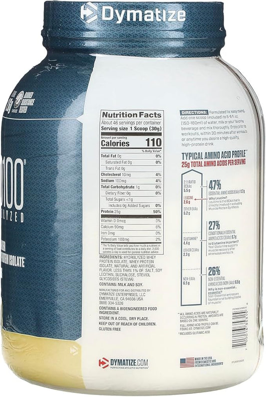 Dymatize Iso 100 1 3 Libras 20 Porciones Vainilla Gourmet