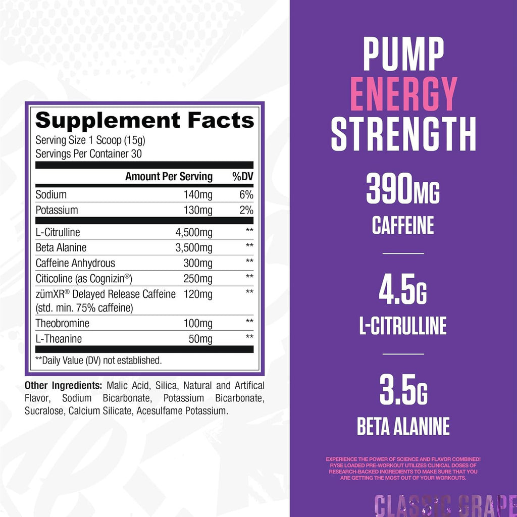 Ryse Loaded Pre - Entreno 30 Porciones Bazooka Grape