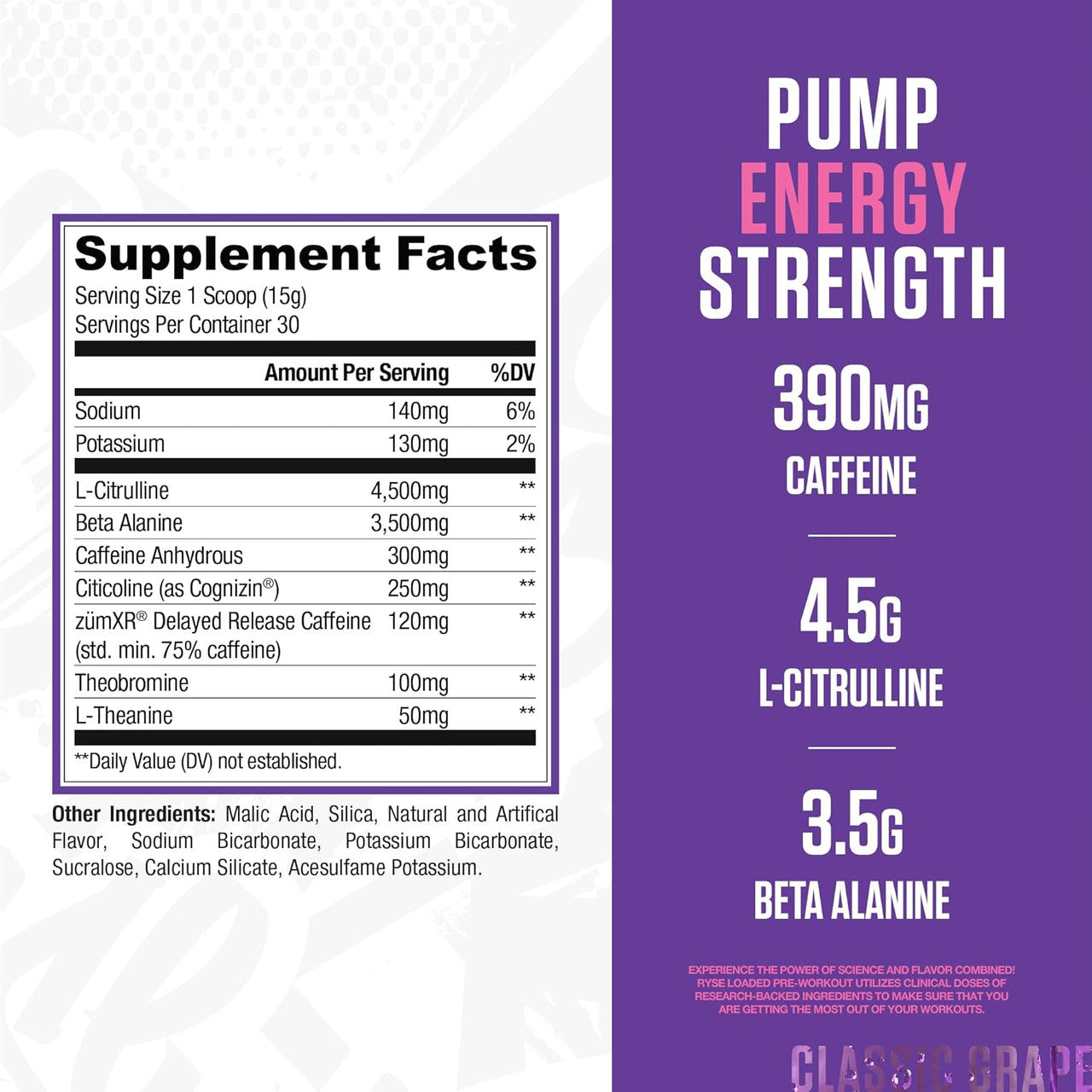 Ryse Loaded Pre - Entreno 30 Porciones Bazooka Grape