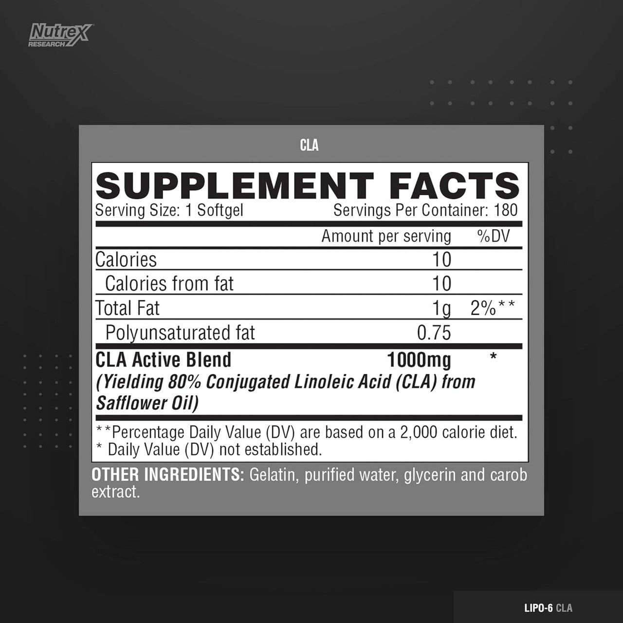 Nutrex Research Lipo 6 CLA 180 Cápsulas Blandas