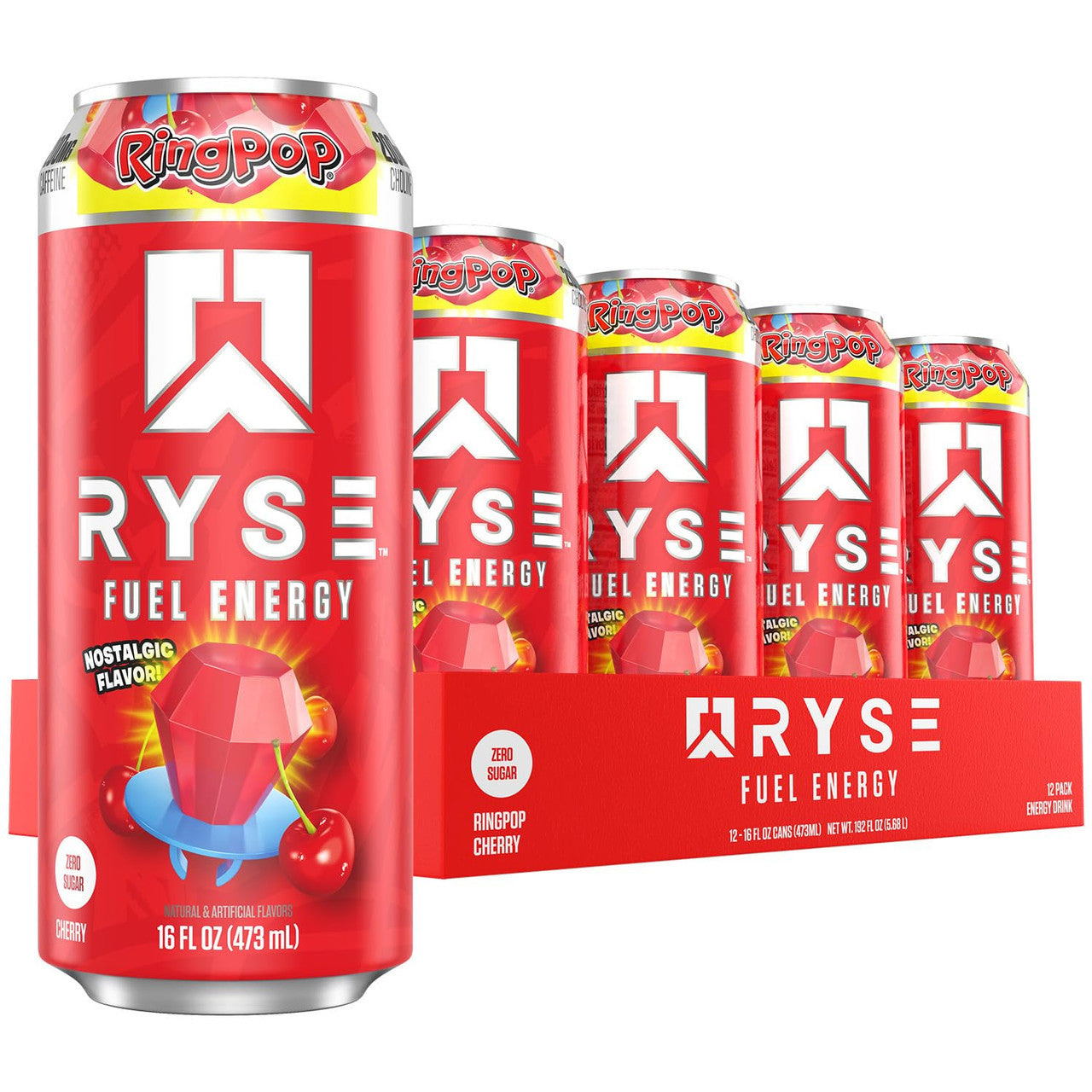 Ryse Fuel Drink 16 Onzas 12 Paquete Ring Pop Cherry