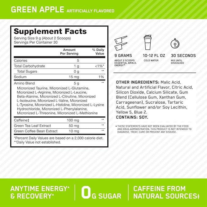 Optimum Nutrition Amino Energy 270 Grs Green Apple