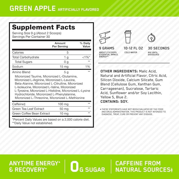 Optimum Nutrition Amino Energy 65 Porciones Green Apple