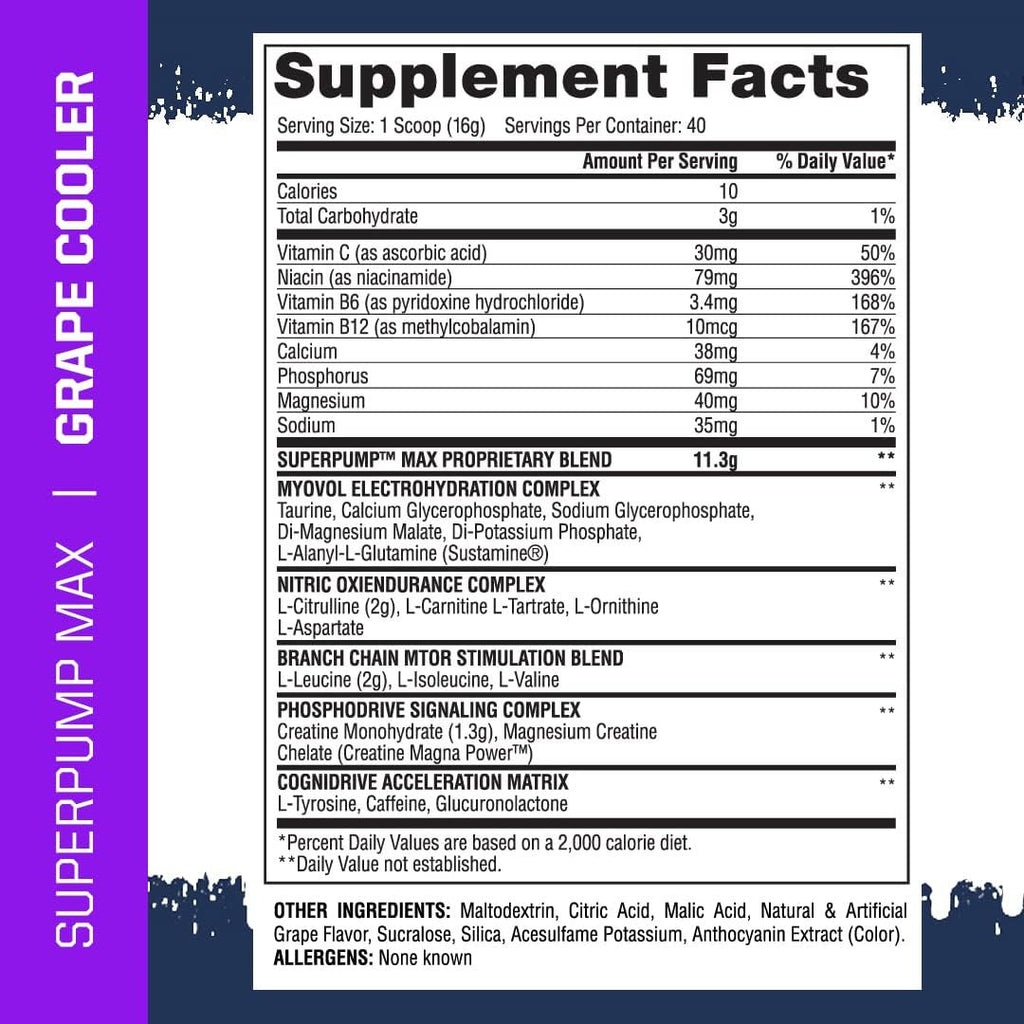 Gaspari Nutrition Super Pump Max 40 Porciones Grape Cooler