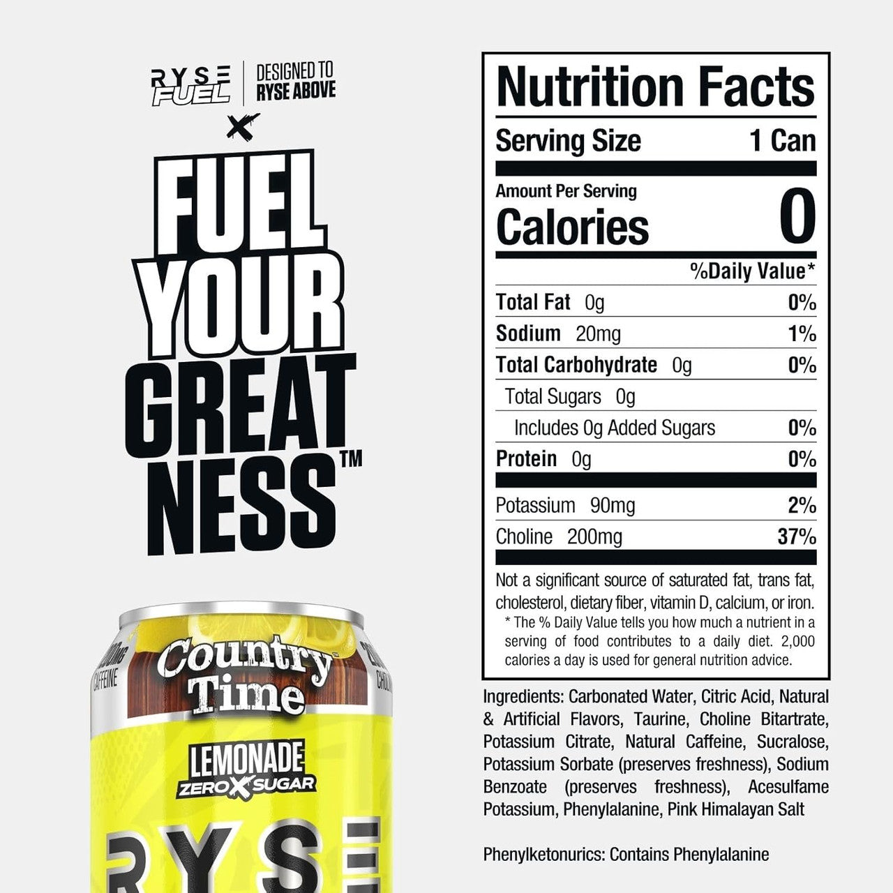 Ryse Fuel Drink 16 Onzas 12 Paquete Country Time Lemonade