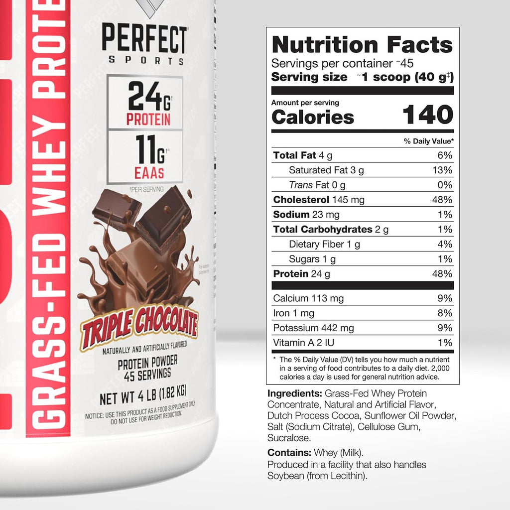 Perfect Sports Ultra Fuel Grass Fed Whey Protein 4Lb Triple Chocolate