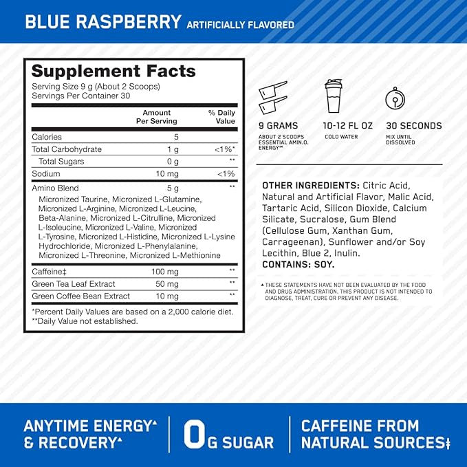 Optimum Nutrition Amino Energy 270 Grs Blue Raspberry