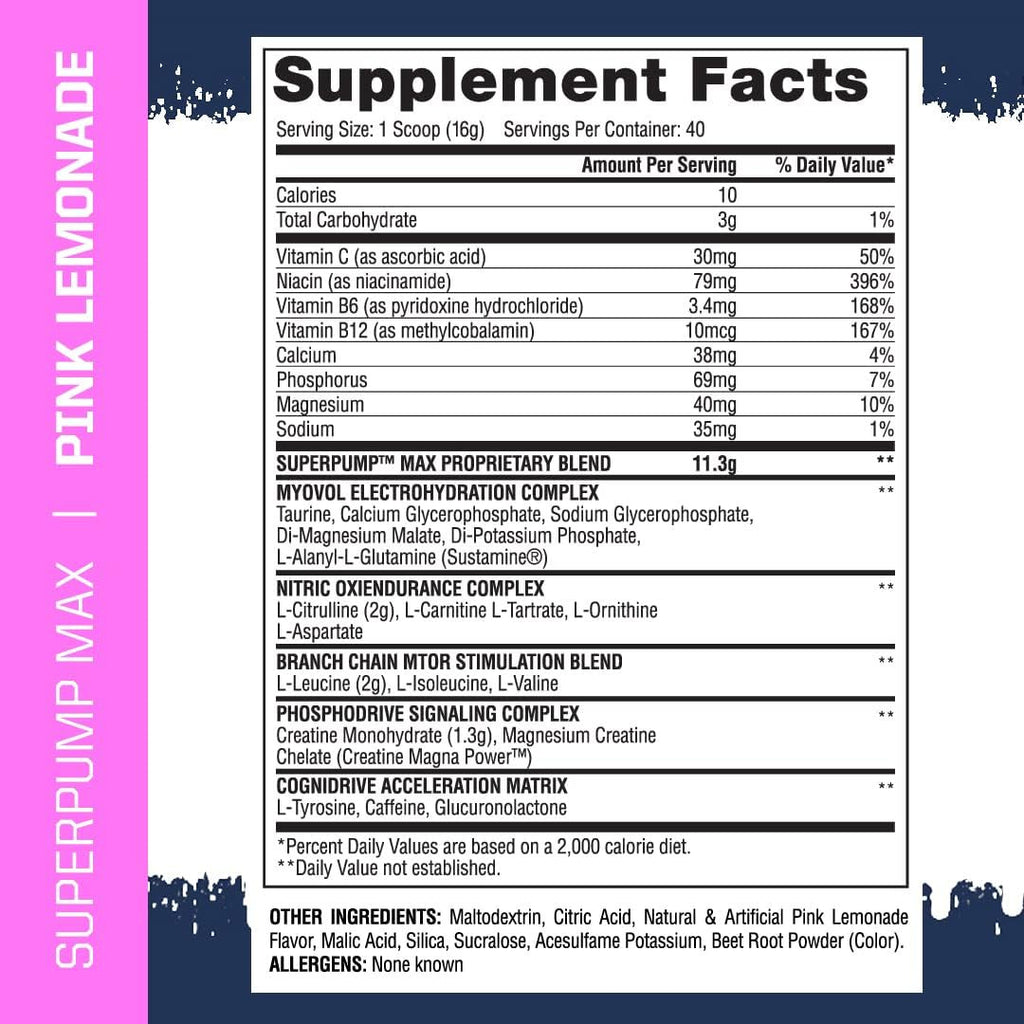 Gaspari Nutrition Super Pump Max 40 Porciones Pink Lemonade