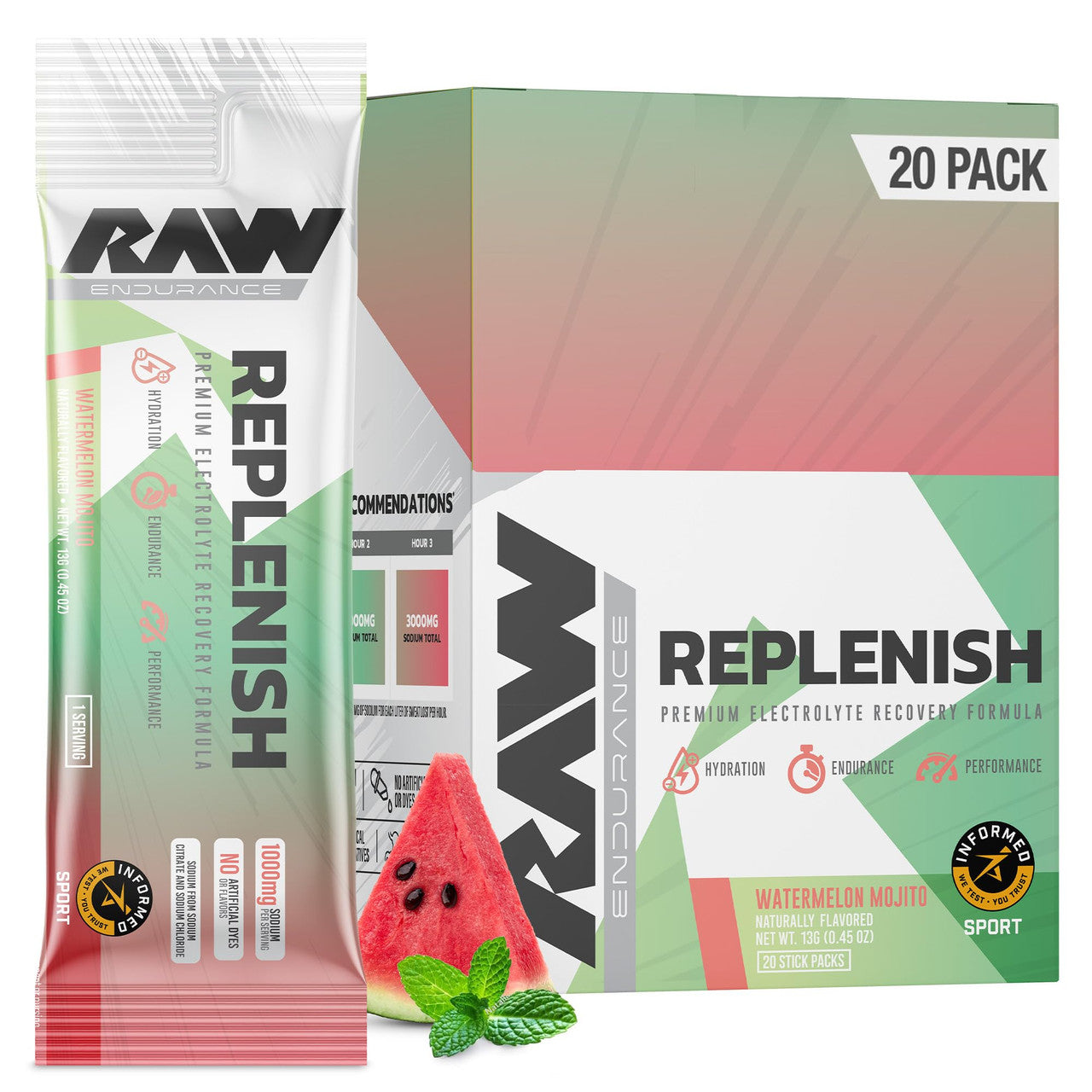 Raw Replenish Stick Paquete 20 Porciones Water Melon Mojito