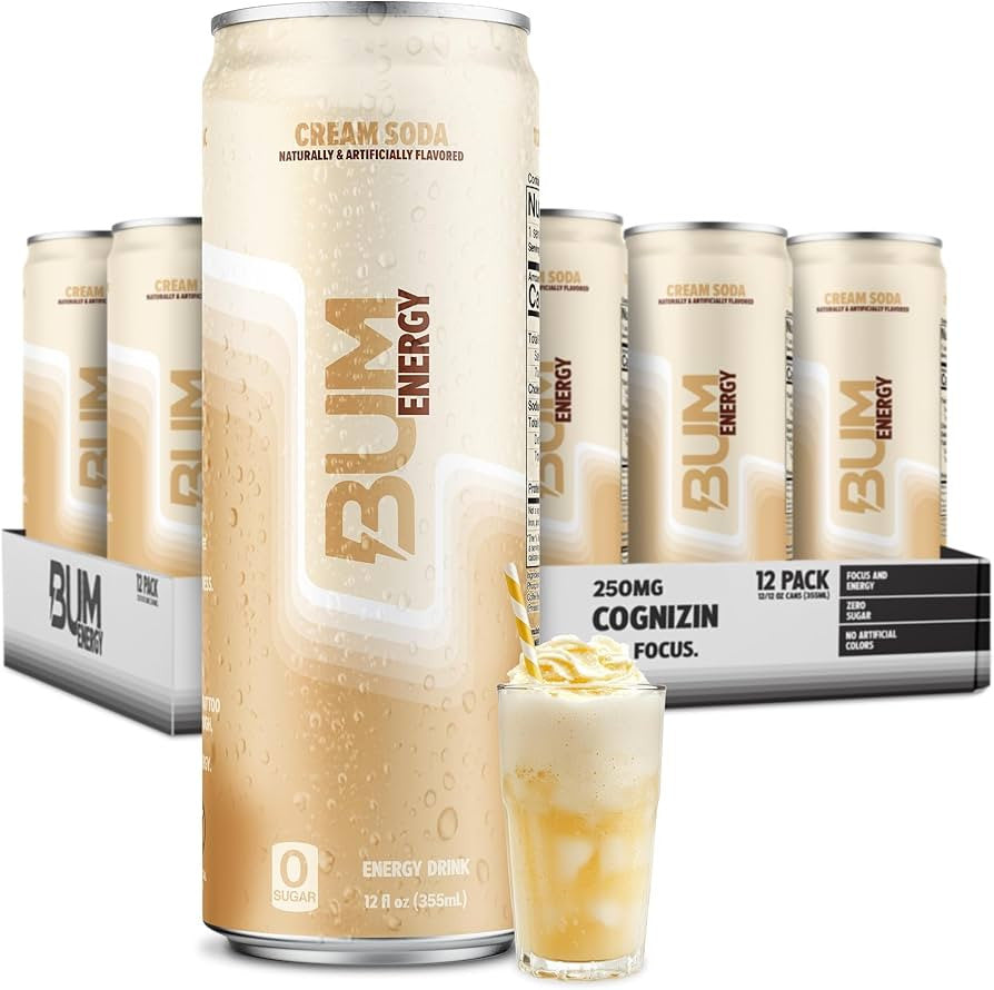 Raw Bum Energy Drink 12 Onzas 12 Paquete Cream Soda