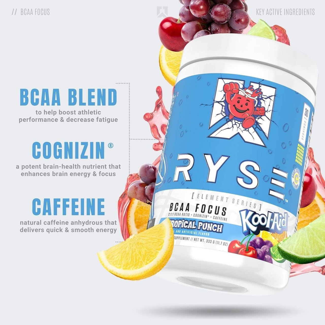 Ryse BCAA Focus 30 Porciones Kool Aid Tropical Punch