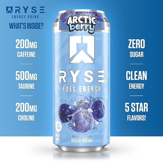 Ryse Fuel Drink 16 Onzas 12 Paquete Artic Berry