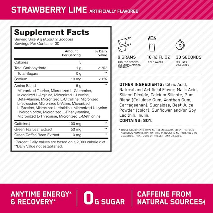 Optimum Nutrition Amino Energy 270 Grs Strawberry Lime