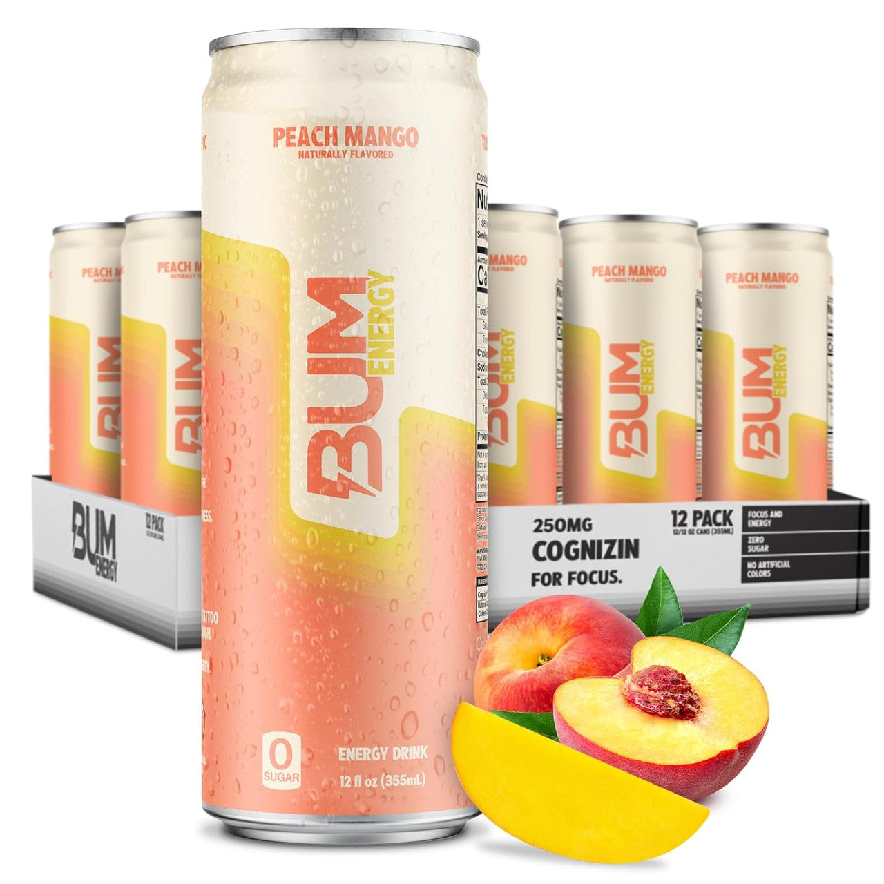 Raw Cbum Energy Drink 12 Onzas 12 Paquete Peach Mango