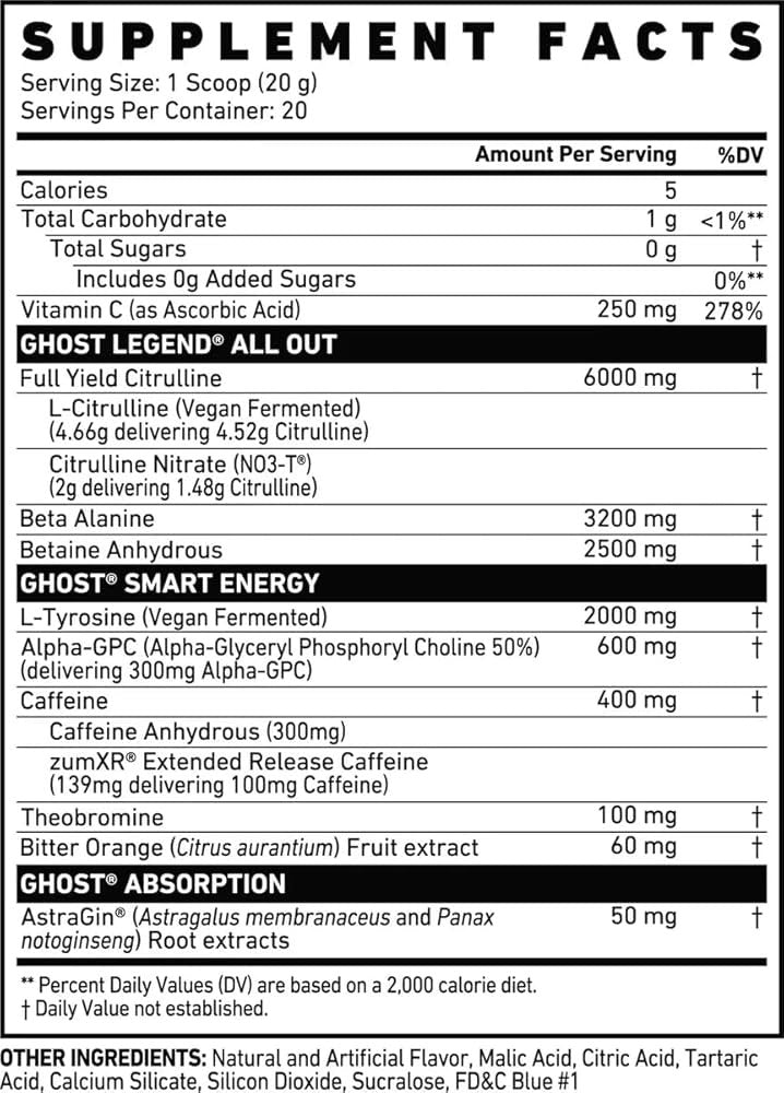 Ghost Legend All Out Pre - Entreno 20 Porciones Cherry Limeade
