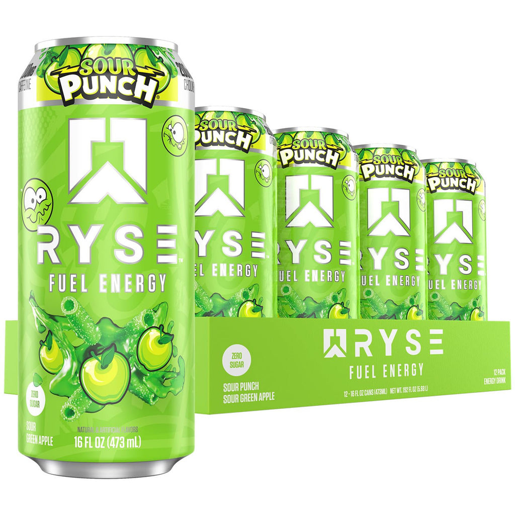 Ryse Fuel Drink 16 Onzas 12 Paquete Sour Punch Green Apple