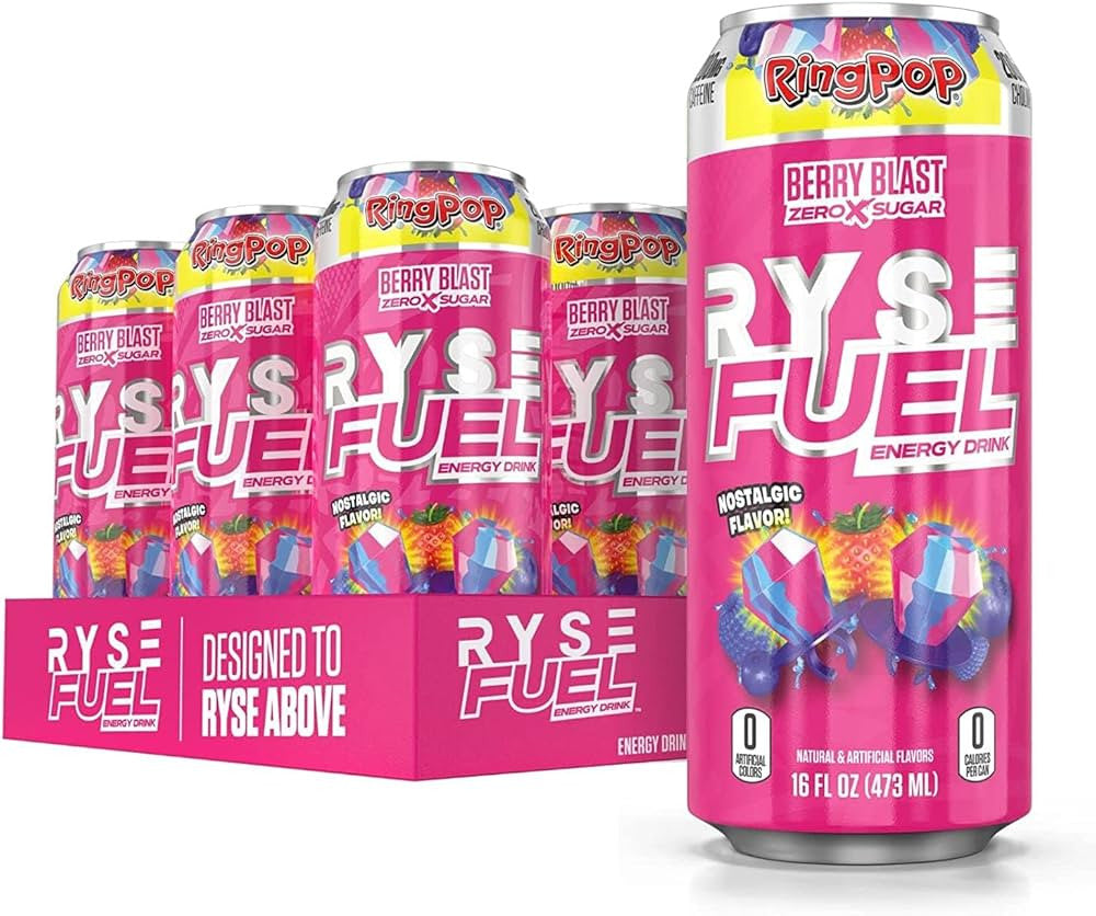 Ryse Fuel Drink 16 Onzas 12 Paquete Ring Pop Berry Blast
