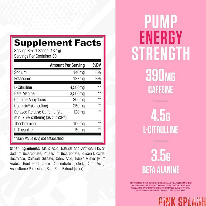 Ryse Loaded Pre - Entreno 30 Porciones Pink Splash