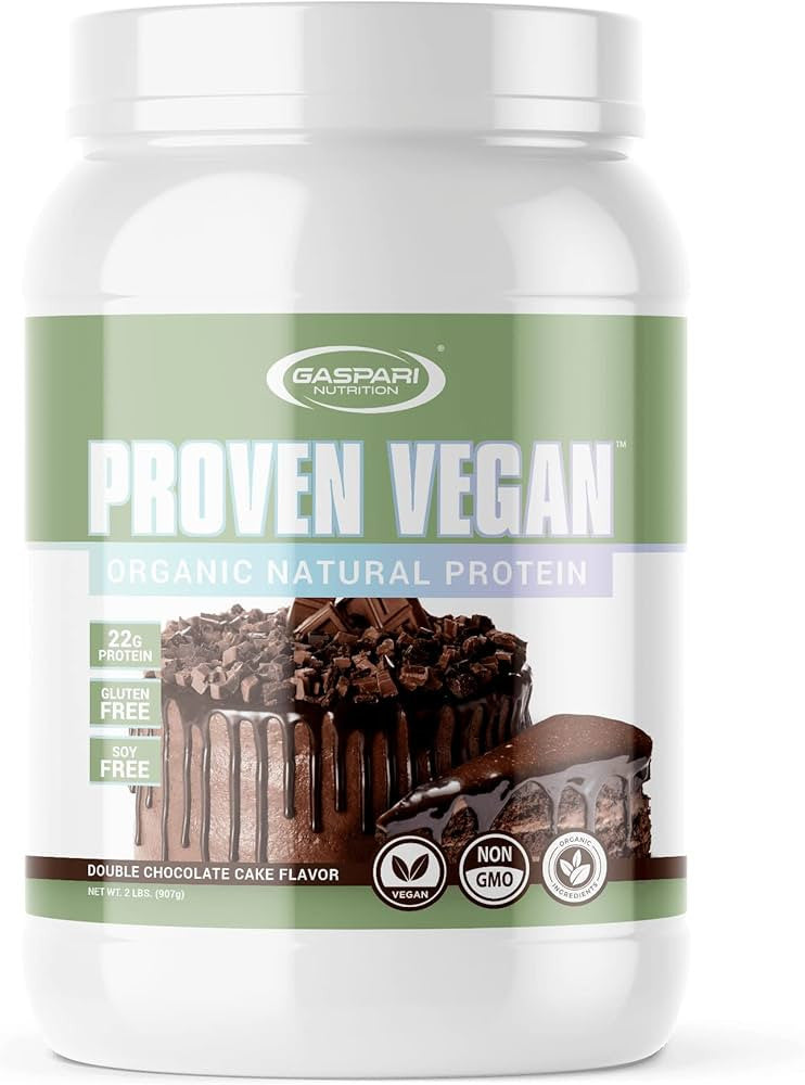 Gaspari Nutrition Proven Vegan Orgánico Natural Protein 2 Libras Double Chocolate Cake