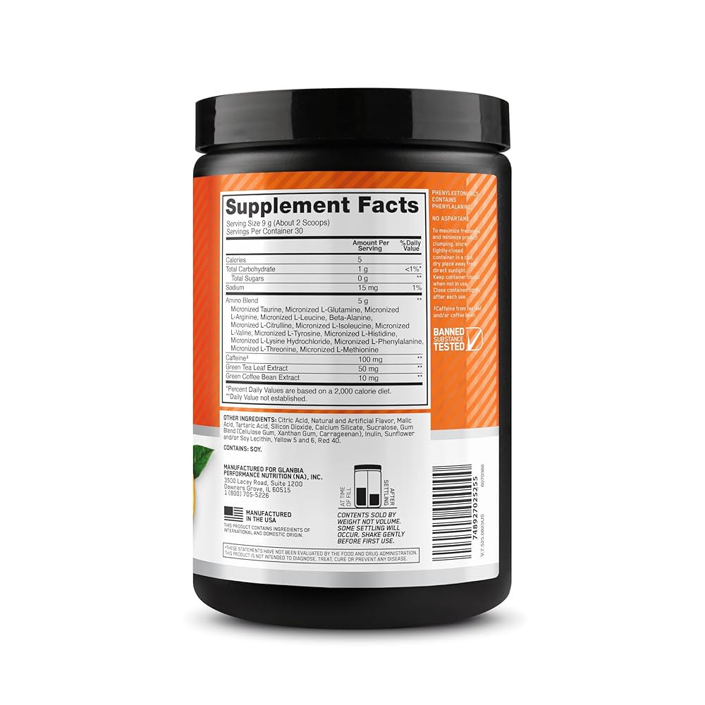 Optimum Nutrition Amino Energy 270 Grs Peach Mango Tango Sabor