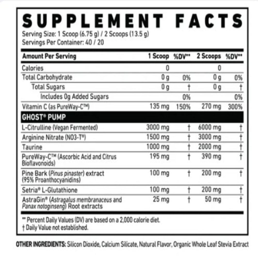 Ghost Pump Nitric Oxide 40 Porciones Warheads Watermelon