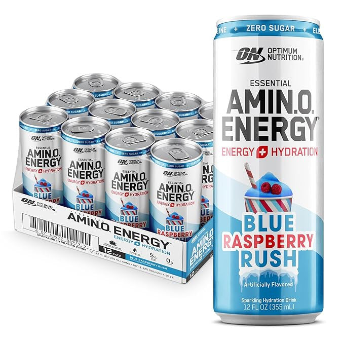 Optimum Nutrition Amino Energy 355 ml 12 Paquete Blue Raspberry Rush Electrolitos