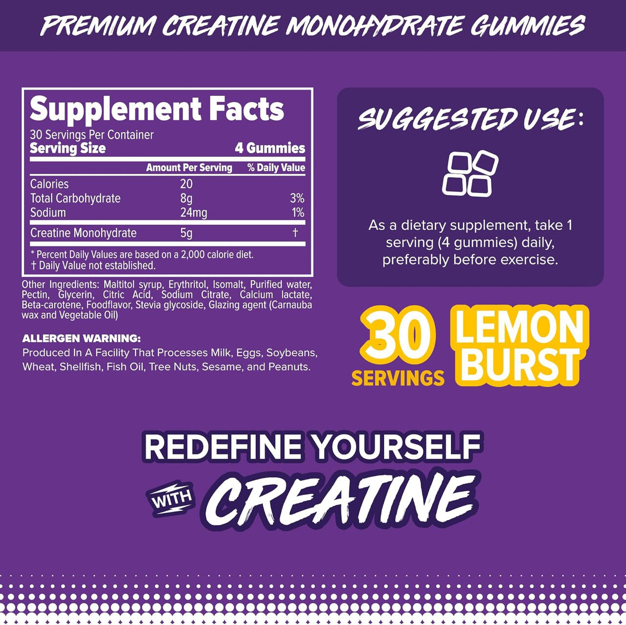 Finaflex Creatine Gummies 120 Gummies Lemon Burst